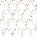 Spring wild pink flower field seamless pattern.