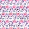 Spring wild velvet and rose flower field seamless pattern.