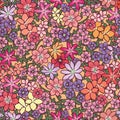 Spring Wildflowers Print. Seamless Warm Floral Pattern. Flower Design