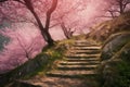 Spring winding stairs. Generate AI