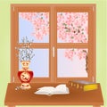 Spring window with sakura