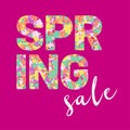 SPRING word created from abstract flowers - sale concept Royalty Free Stock Photo