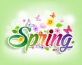 Spring Word Paper Cut with Flowers & Butterflies Royalty Free Stock Photo