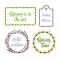 Spring wreaths and frames set.Lettering and garden flowers seasonal decorations for invitations, weddings, announcements