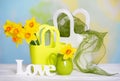 Spring yellow flowers and love sign Royalty Free Stock Photo