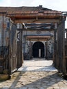 Spring Zolochiv castle bridge gate view (Ukraine) Royalty Free Stock Photo