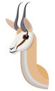 Springbok portrait made in unique simple cartoon style. Head of african gazelle or antelope. Isolated artistic stylized
