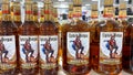 A display of bottles of Captain Morgan with background bokeh at a Binneys liqour store in Springfield, Illinois.