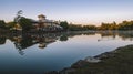 Springfield Lakes, Ipswich City, Australia - Tuesday 24th July, 2018: View of the lake and local business in Springfield Lakes