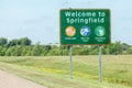 Springfield Missouri, USA- May 18, 2014. Road sign of Welcome to Royalty Free Stock Photo