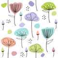 Cute pastel floral pattern. Vector hand drawn illustration.