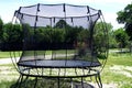 Springless trampoline with protective netting is safe