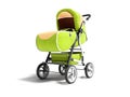 Springs light green stroller with fabric inserts for the child 3d render on white background with shadow