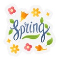 Springtime banner spring or springtime single isolated icon with sticker outline cut style