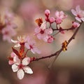 Springtime. Beautiful flowering Japanese cherry - Sakura. Colorful background with flowers and sun on a spring day Royalty Free Stock Photo