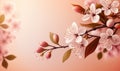 Springtime Beauty: Cherry Blossom Branches on Light Pink Background for Invitations and More.