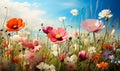 Springtime Bliss Colorful Flower Meadow in Full Bloom Royalty Free Stock Photo