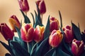 Springtime blossom tulips illustration with ravishing realistic detail.