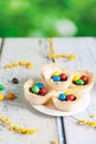 Coconut nests filled with Easter eggs