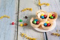 Coconut nests filled with Easter eggs