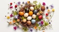 Springtime Delight: Easter Arrangement with Quail Eggs and Flowers