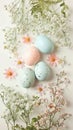 Springtime Easter Flat Lay with Eggs and Watercolor Florals