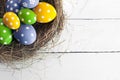 Springtime Easter nest with eggs