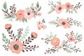 Springtime Florals: Delicate floral clip art depicting blooming flowers, budding branches, Easter season