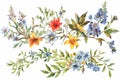 Springtime Florals: Delicate floral clip art depicting blooming flowers, budding branches, Easter season