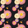 Springtime flowers butterflies seamless pattern Royalty Free Stock Photo