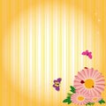 Springtime flowers & butterflies on yellow stripe Royalty Free Stock Photo