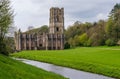 Springtime at Fountains Abbey ruins in Yorkshire, England