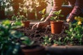 Springtime Gardening Delight and Beauty of Gardening Work in the Spring Season, created with Generative AI