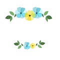 Vector spring floral composition, frame, template, decorative elements. Yellow and blue flowers and green leaves. Royalty Free Stock Photo
