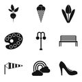 Springtime icons set, simple style