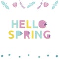 Springtime illustration with clipart elements, alphabet.