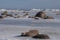 Springtime landscape of Gulf of Riga covered with ice