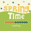 Springtime loading. Handwritten slogan with progress bar