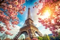 Springtime in Paris. Eiffel tower (toned image Royalty Free Stock Photo