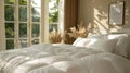 Springtime Serenity: Neatly Folded Duvet in an Inviting Bedroom for Relaxation and Renewal