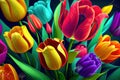 Springtime Splendor: A Vibrant Tulip Display - Generative AI Royalty Free Stock Photo