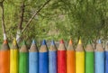 Fence with colored pencils