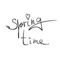 Springtime - vector handwritten inscription. Cute simple clipart, decorative inscription in doodle style