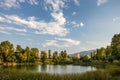 Springtime view of the lake in the residential district of Drujba in Sofia city Royalty Free Stock Photo