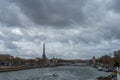 Springtime view of River Seine, bridge Pont Alexandre III and Eiffel Tower Royalty Free Stock Photo