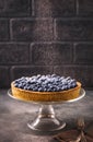 Sprinkle blueberry tart with icing sugar Royalty Free Stock Photo