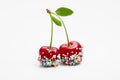 Cherries decorated with colorful candy sprinkles Royalty Free Stock Photo