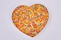 Sprinkle dots, heart shaped box. Royalty Free Stock Photo