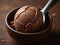 Chocolate coffee ice cream ball in a bowl. ice cream scoop. Royalty Free Stock Photo