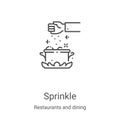 sprinkle icon vector from restaurants and dining collection. Thin line sprinkle outline icon vector illustration. Linear symbol